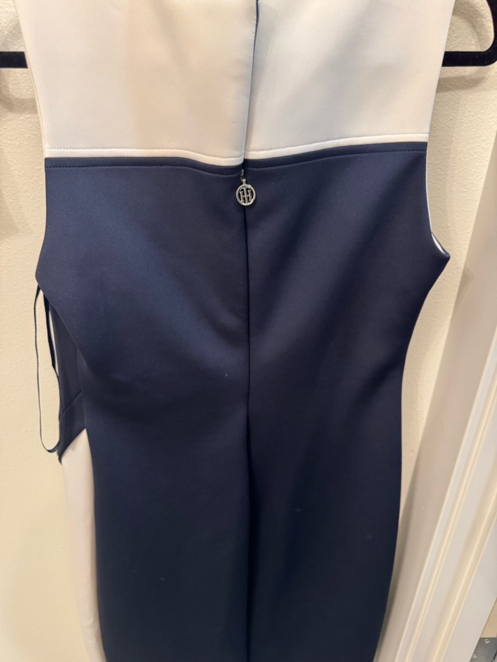 Tommy Hilfiger Navy and White Sheath Dress with Signature Trim - Picture 3 of 3